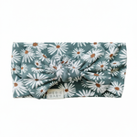Dark Green Daisy Bamboo Head Wrap - Portrait