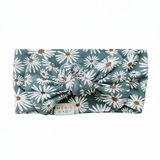 Dark Green Daisy Bamboo Head Wrap - Portrait