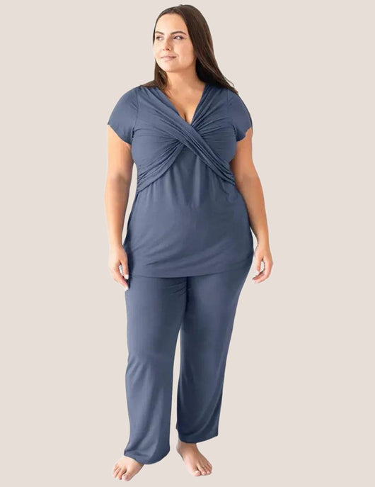 Davy Ultra Soft Maternity & Nursing Pajamas in Slate Blue - Milk & Baby 