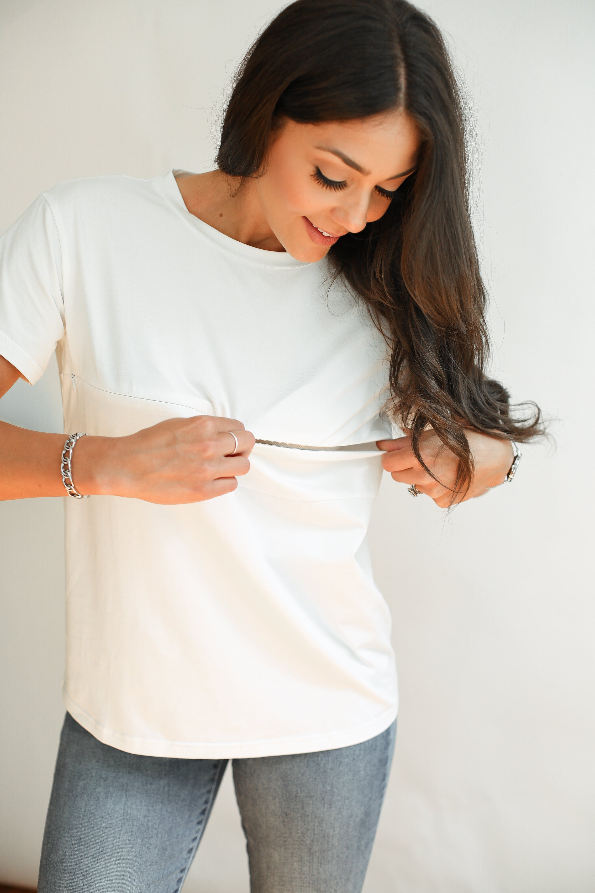 Full Zip Breastfeeding Tee | Milk & Baby
