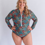 Long Sleeve One Piece Zip Up Breastfeeding Swimsuit 2026