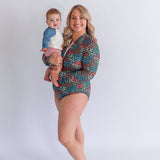 Long Sleeve One Piece Zip Up Breastfeeding Swimsuit 2026