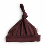 Deep Violet Ribbed Bamboo Newborn Knot Hat - Portrait
