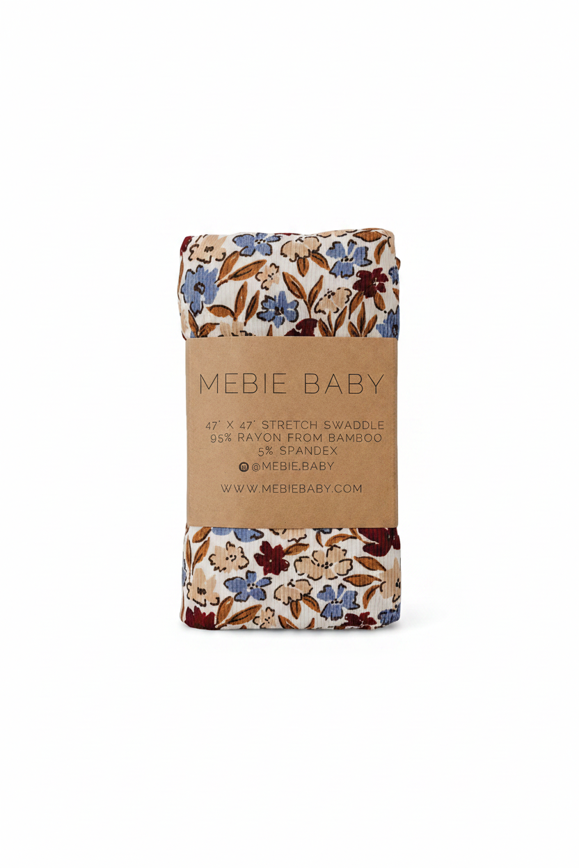 Desert Floral Ribbed Bamboo Stretch Swaddle - Portrait