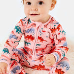Dinosaur Garden | Soft & Stretchy Zipper Footie | Milk & Baby