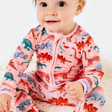 Dinosaur Garden | Soft & Stretchy Zipper Footie | Milk & Baby
