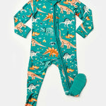 Dinosaur Jungle | Soft & Stretchy Zipper Footie | Milk & Baby