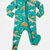 Dinosaur Jungle | Soft & Stretchy Zipper Footie | Milk & Baby