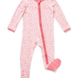 Coral Dots | Soft & Stretchy Zipper Footie | Milk & Baby
