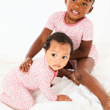 Coral Dots | Soft & Stretchy Zipper Footie | Milk & Baby