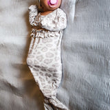 Natural Leopard | Ruffle Knot Gown