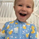 Soft & Stretchy Zipper Footie - Rubber Duckies | Milk & Baby