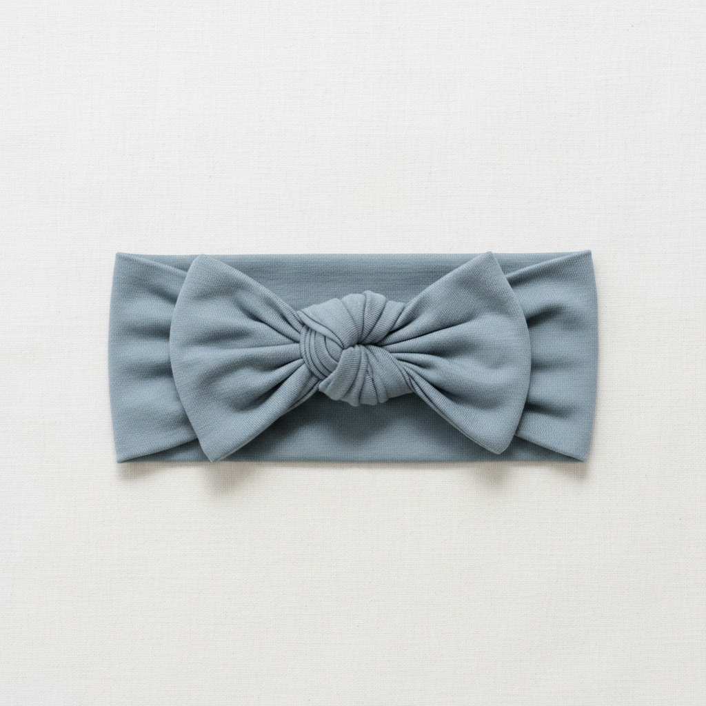 Dusty Blue Bamboo Head Wrap - Minimal Flat Lay