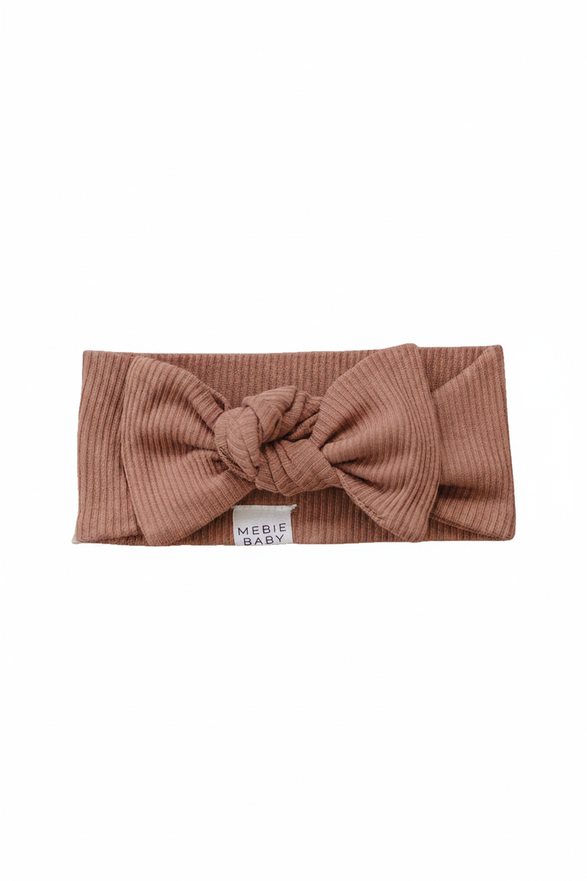 Dusty Rose Organic Cotton Ribbed Head Wrap - Portrait