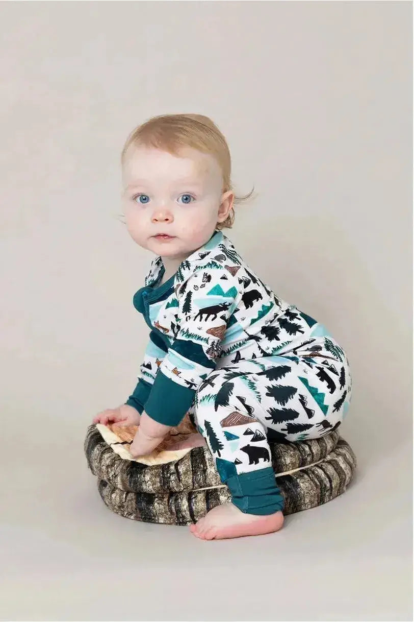 Into the Wild | Bamboo One Piece Zip Pajama | Milk & Baby