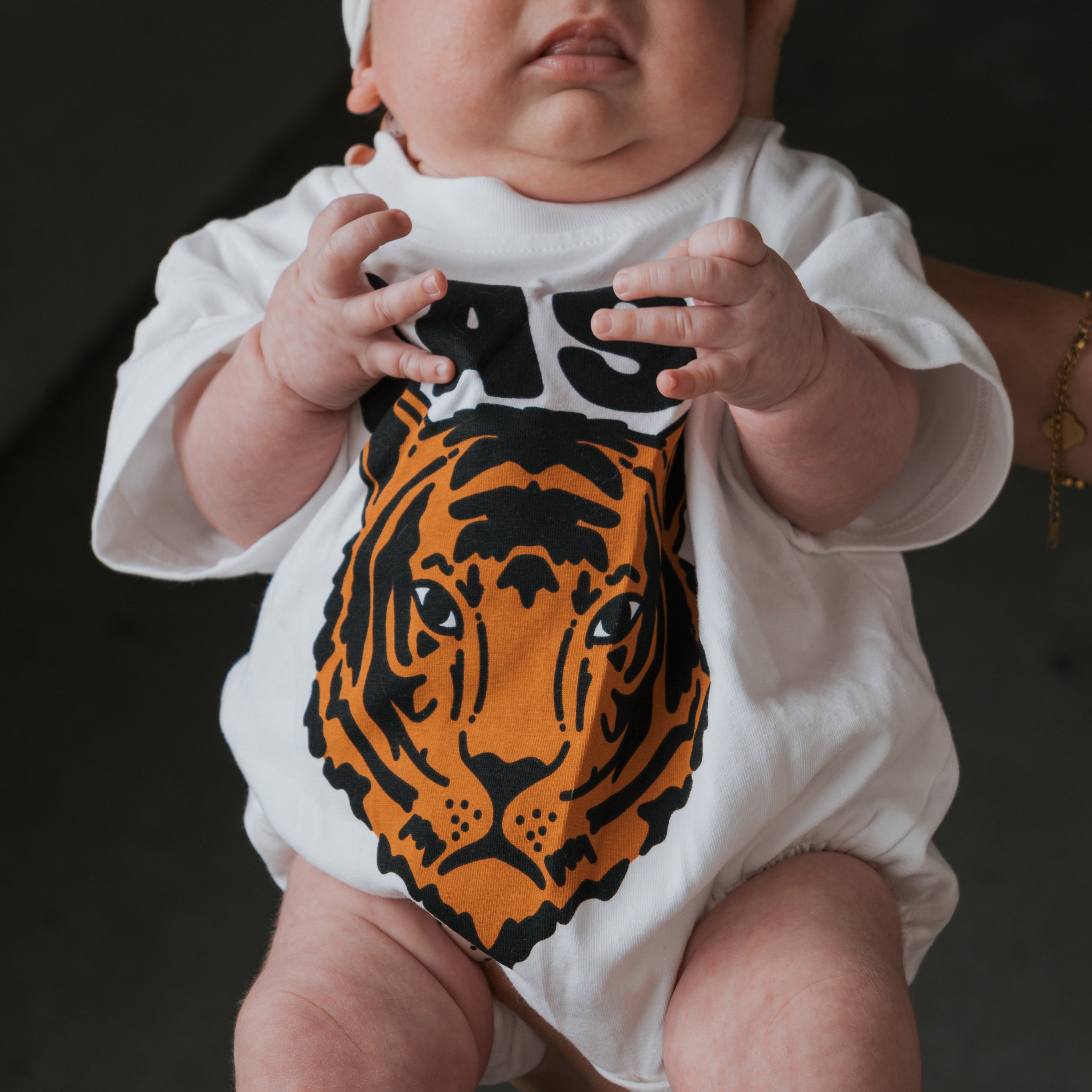 Forever French Baby Tiger Short Sleeve Baby Romper with Snaps | Milk & Baby