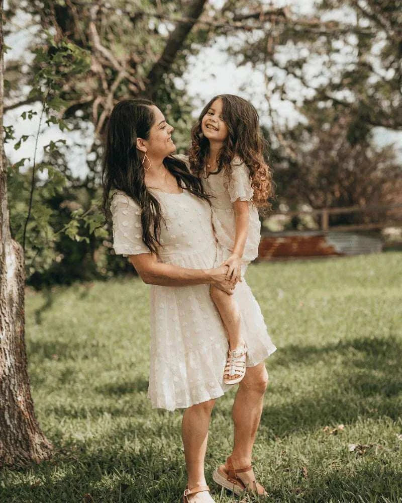 Eden Short Sleeve Dot Dress | Ivory | Milk & Baby
