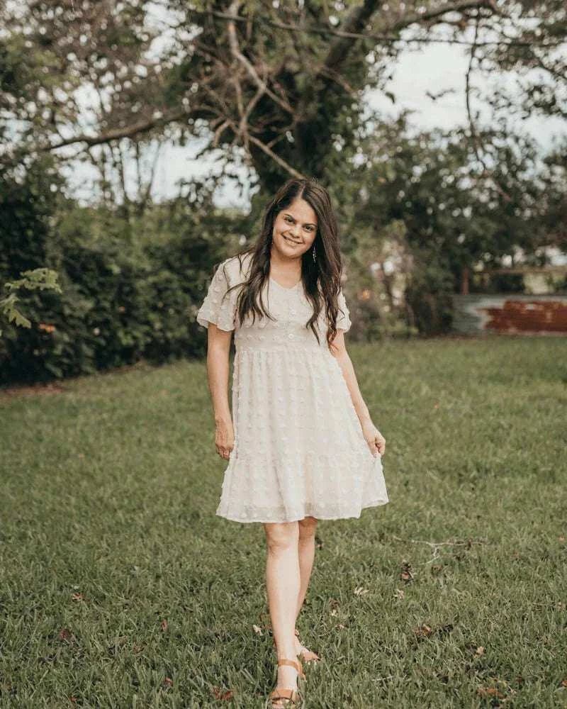 Eden Short Sleeve Dot Dress | Ivory | Milk & Baby