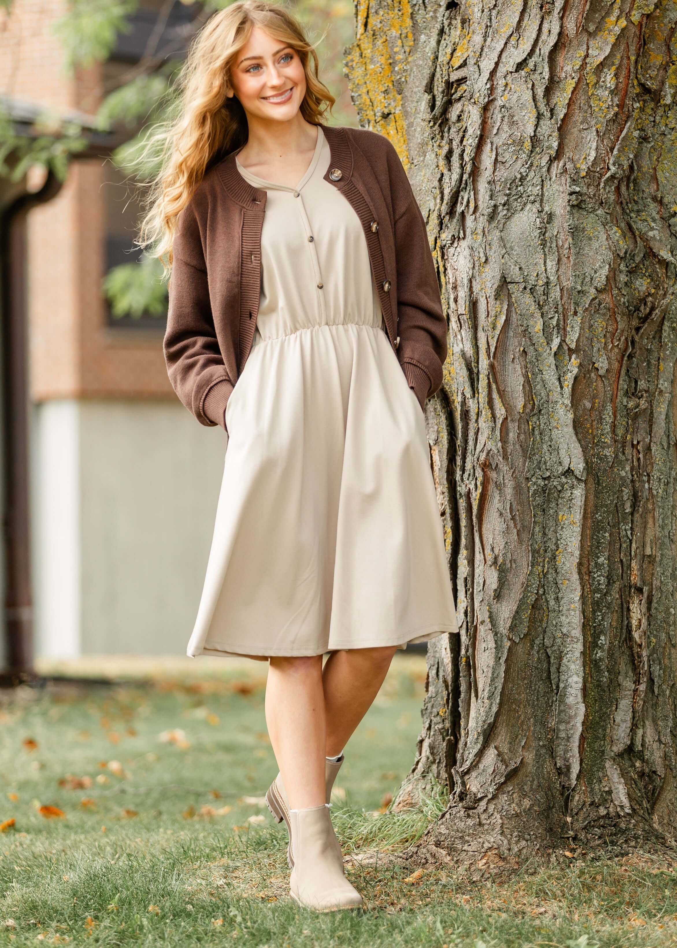 Ella Cinched Waist Midi Dress | Milk & Baby