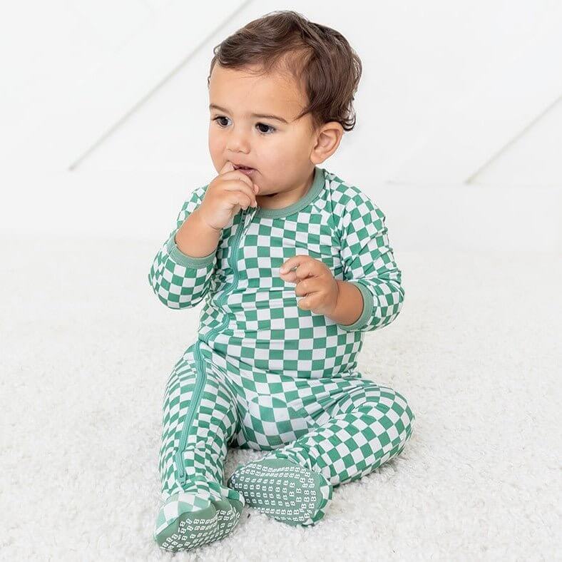 Emerald Checks Footie | Milk & Baby