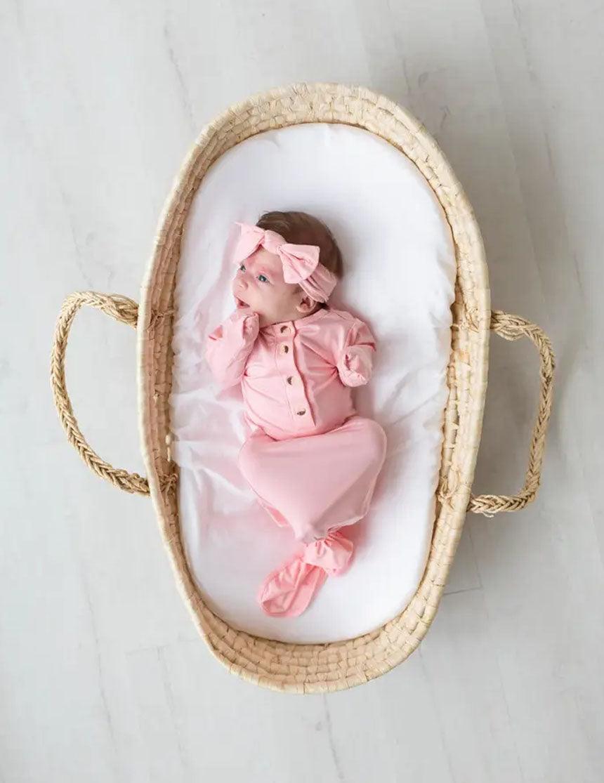 Emerson Newborn Knotted Gown Set in Pink - Milk & Baby 