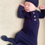 Emerson Newborn Knotted Gown Set - Navy | Milk & Baby