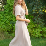 Essential Taupe Short Sleeve Gauze Shirt Dress | Milk & Baby