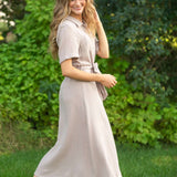Essential Taupe Short Sleeve Gauze Shirt Dress | Milk & Baby