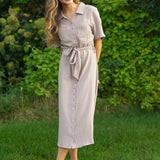 Essential Taupe Short Sleeve Gauze Shirt Dress | Milk & Baby