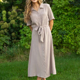 Essential Taupe Short Sleeve Gauze Shirt Dress | Milk & Baby
