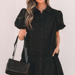 Cassidy Button Down Puff Sleeve Dress | Milk & Baby