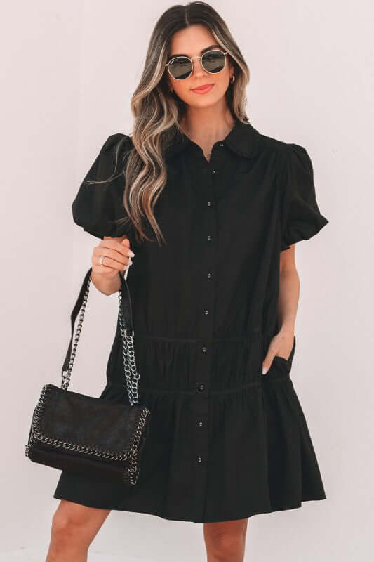 Cassidy Button Down Puff Sleeve Dress | Milk & Baby