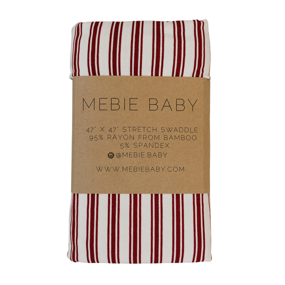 Red Stripe Bamboo Swaddle | Wrap your little one in festive charm with our Red Stripe Bamboo Swaddle, perfect for snuggles and holiday moments. | Milk & Baby