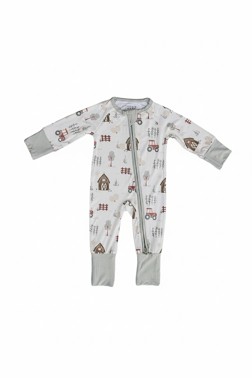 Farmhouse Zip Footie Romper - Portrait