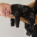 Flaming Hearts | Bamboo Zip Pajamas | Made of the softest premium bamboo. Durable and well designed your little ones can sleep and play in these cozy pajamas. All sizes have rollover cuffs on the hands and cuffs on the feet giving you the option to go foo