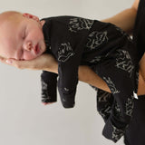 Flaming Hearts | Bamboo Zip Pajamas | Made of the softest premium bamboo. Durable and well designed your little ones can sleep and play in these cozy pajamas. All sizes have rollover cuffs on the hands and cuffs on the feet giving you the option to go foo