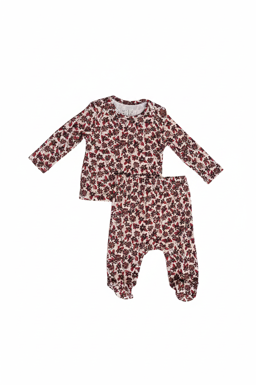 Floral Ribbed Baby Two-Piece Set - Portrait