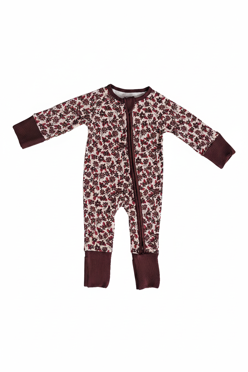 Floral Zip Footie Romper - Portrait