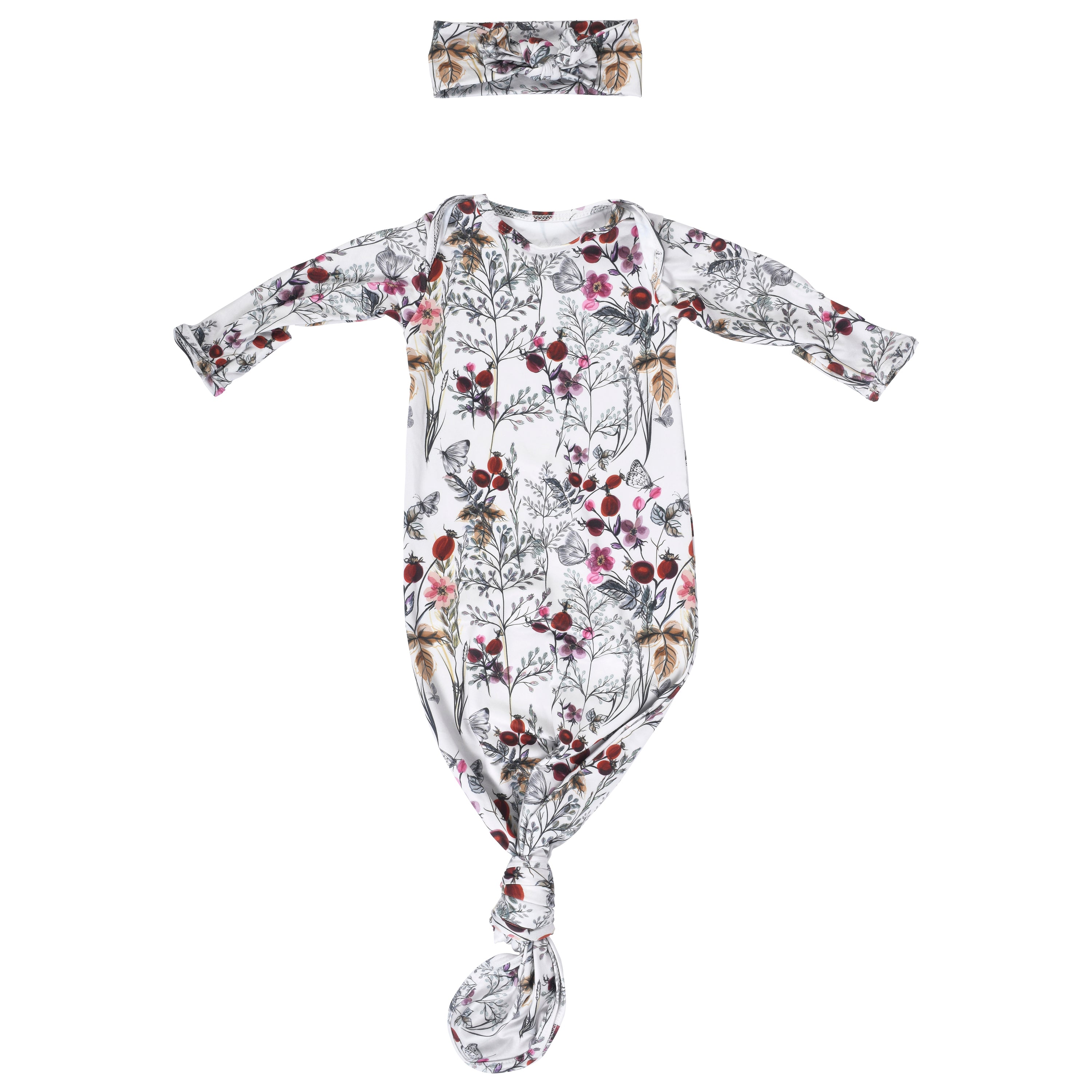 Floral Newborn Knotted Baby Gown