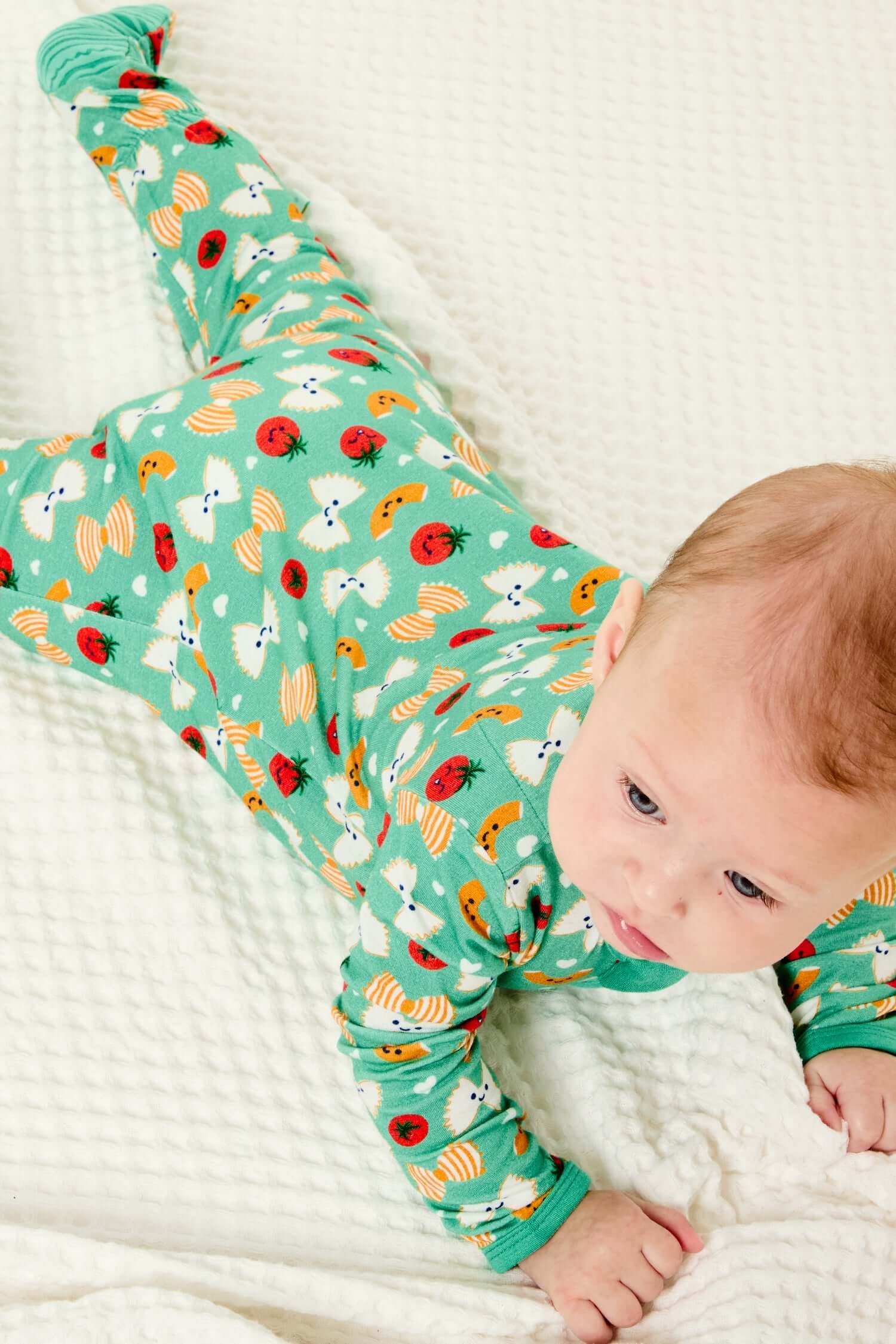 Pasta Night | Soft & Stretchy Zipper Footie | Milk & Baby