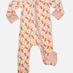 Soft & Stretchy Zipper Footie | Bacon & Eggs Pink Milk & Baby