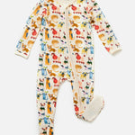 Soft & Stretchy Zipper Footie - Cats + Dogs | Milk & Baby