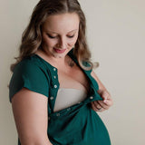 Forest Green Ribbed Labor & Delivery Gown | Milk & Baby