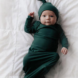 Forest Green Ribbed Knotted Gown Set - Milk & Baby 