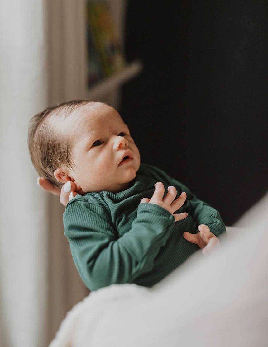 Forest Green Ribbed Knotted Gown Set | Milk & Baby