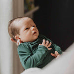 Forest Green Ribbed Knotted Gown Set | Milk & Baby