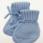 French Blue knit booties with more space and a subtle background