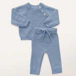 French Blue knit set with more space and a subtle background