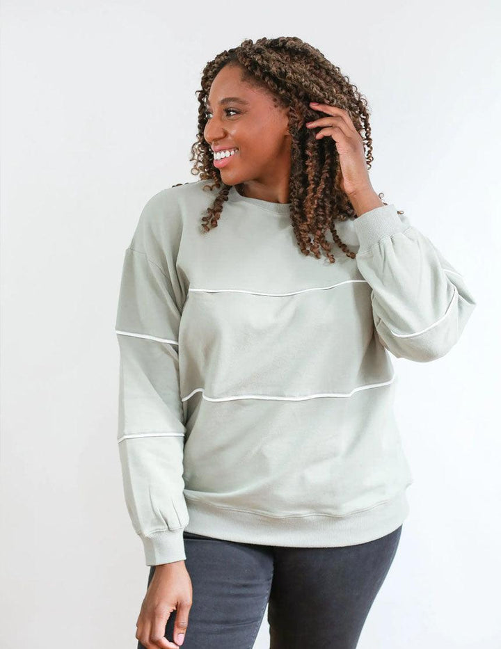 French Terry Nursing Sweatshirt with Piping - Milk & Baby 