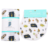 Indiana Baby Muslin Swaddle Blanket and Burp Cloth/Bib | Gift Set